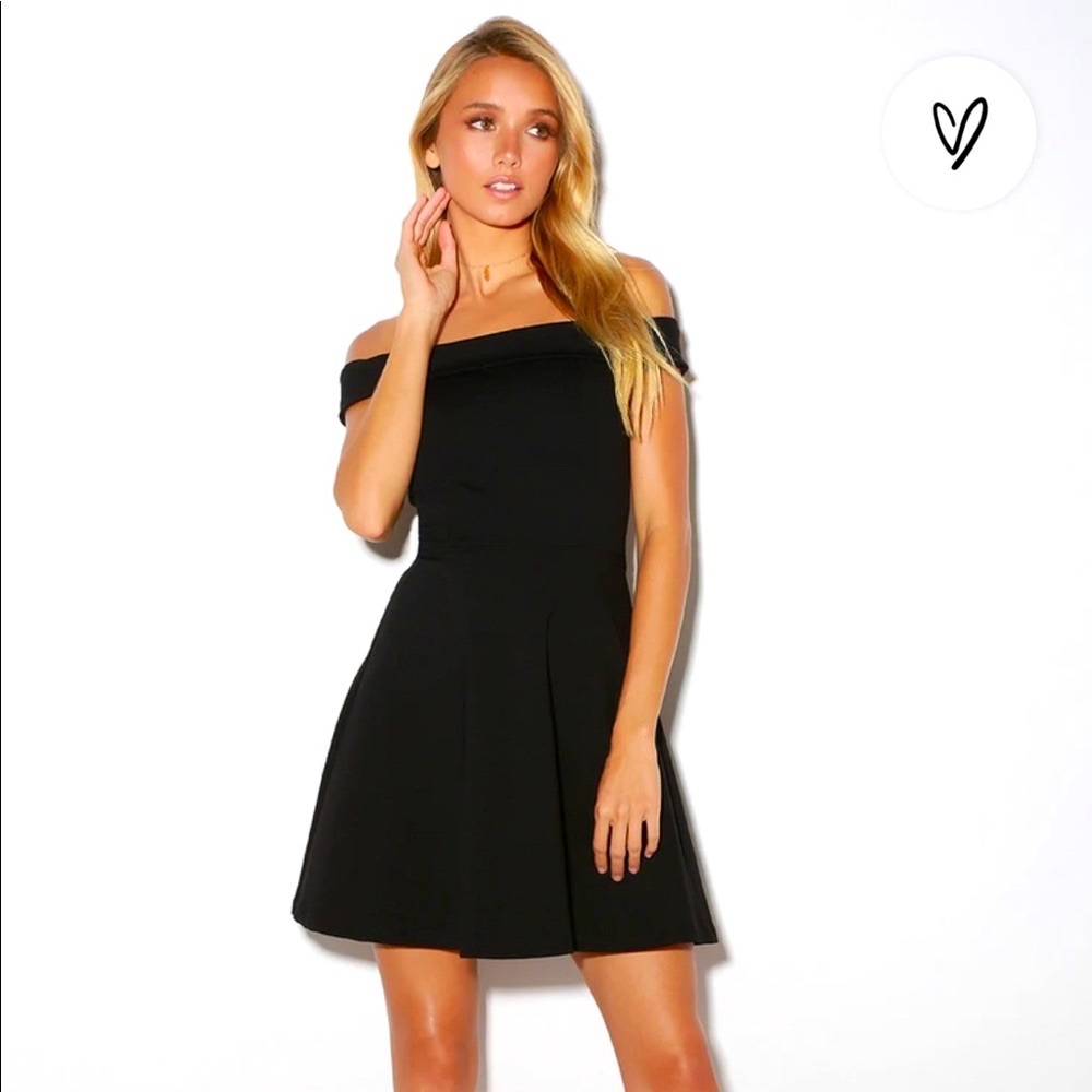 Lulu’s Black Off-the-Shoulder Skater Dress